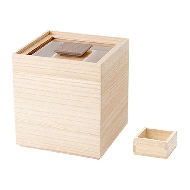 Rijstcontainer Hinoki Hout Japans 5kg Acryl Deksel Maatbeker Keuken Opbergen | Sansoti