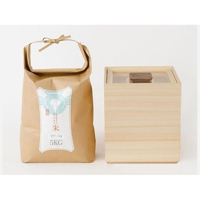Rijstcontainer Hinoki Hout Japans 5kg Acryl Deksel Maatbeker Keuken Opbergen | Sansoti