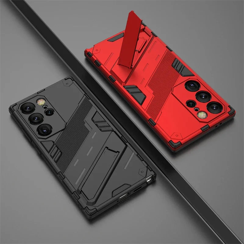 Shock-Resistant Samsung Galaxy Phone Case with Stand, Black Blue Gray, Protective Smartphone Case | Sansoti