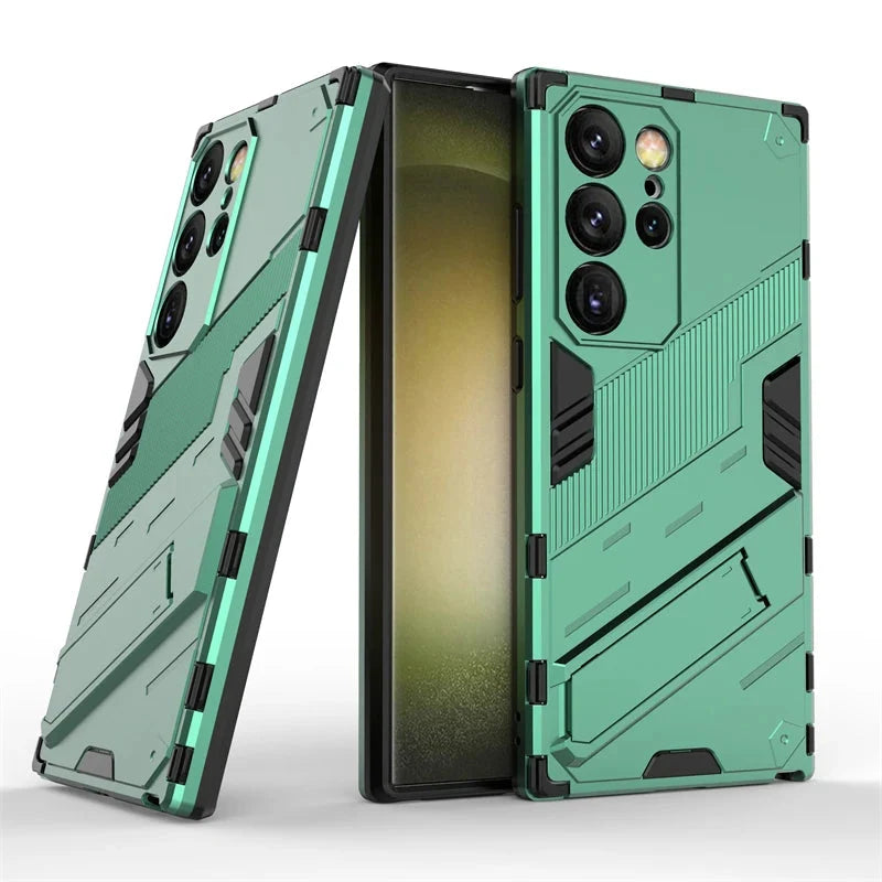 Shock-Resistant Samsung Galaxy Phone Case with Stand, Black Blue Gray, Protective Smartphone Case | Sansoti