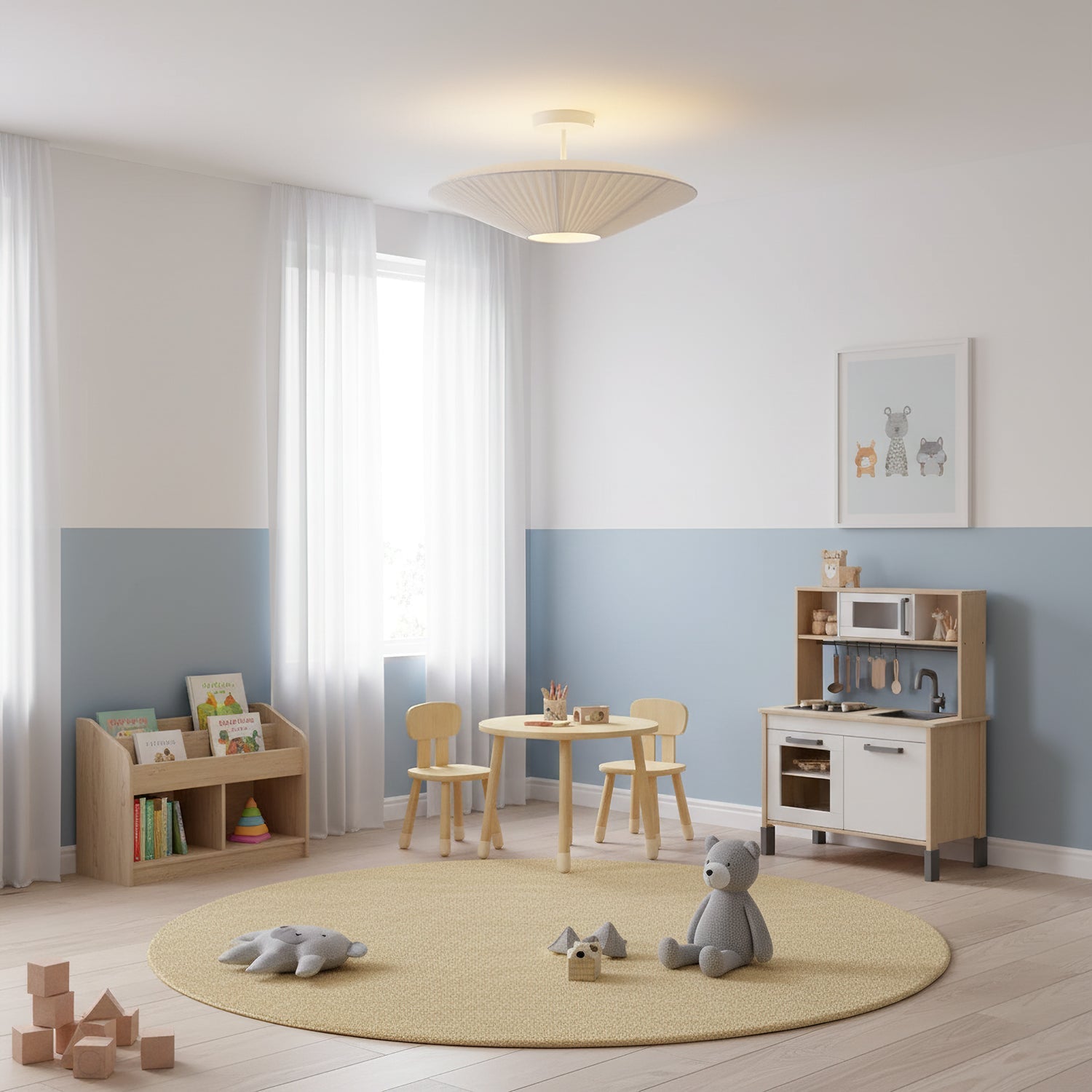 Plafondlamp Oosterse Stijl Stoffen Kap Zachte Verlichting voor Eetkamer Woonkamer Dimbaar 3 Maten | Sansoti