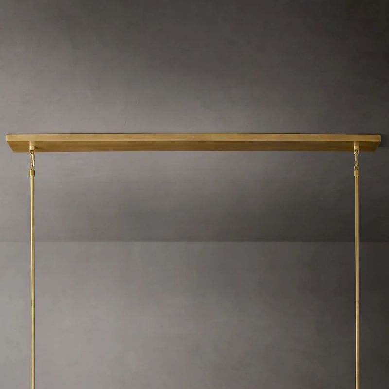 Lineaire Kroonluchter met Kristallen Bollen 152cm Messing Zwart Nikkel voor Eetkamer Woonkamer 6 Lichtpunten | Sansoti