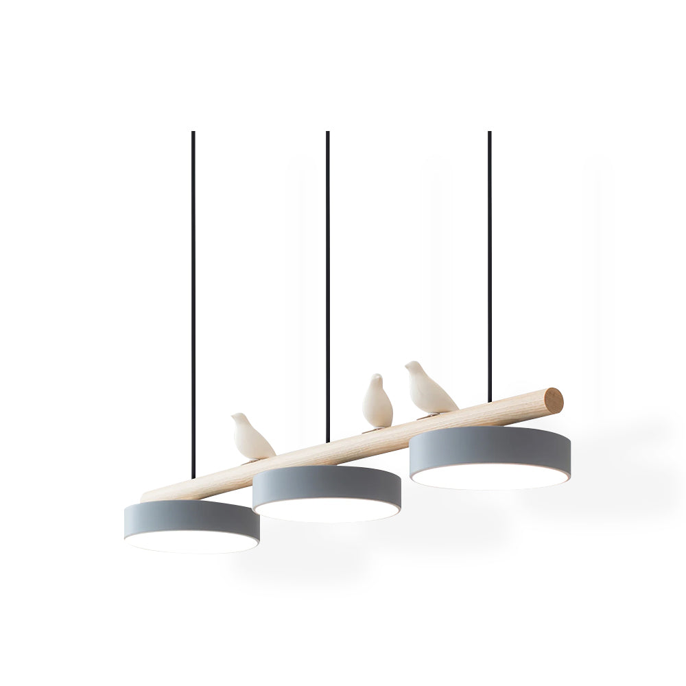 Hanglamp Met Vogels Houten Balk LED 80cm Modern Design | Sansoti