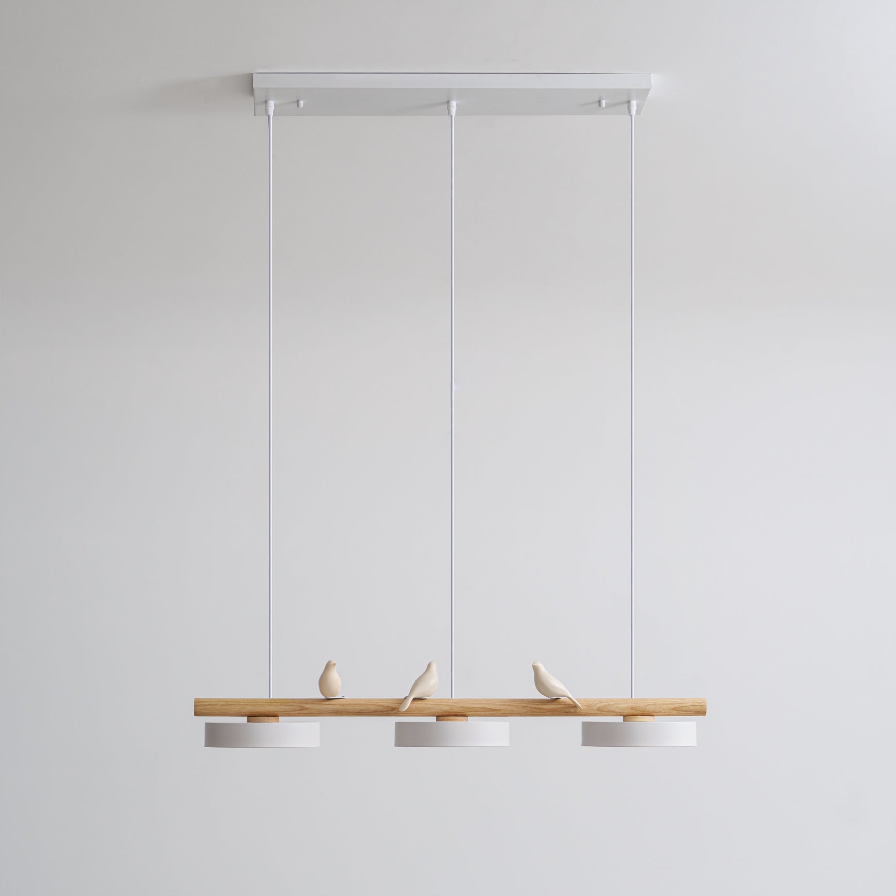 Hanglamp Met Vogels Houten Balk LED 80cm Modern Design | Sansoti
