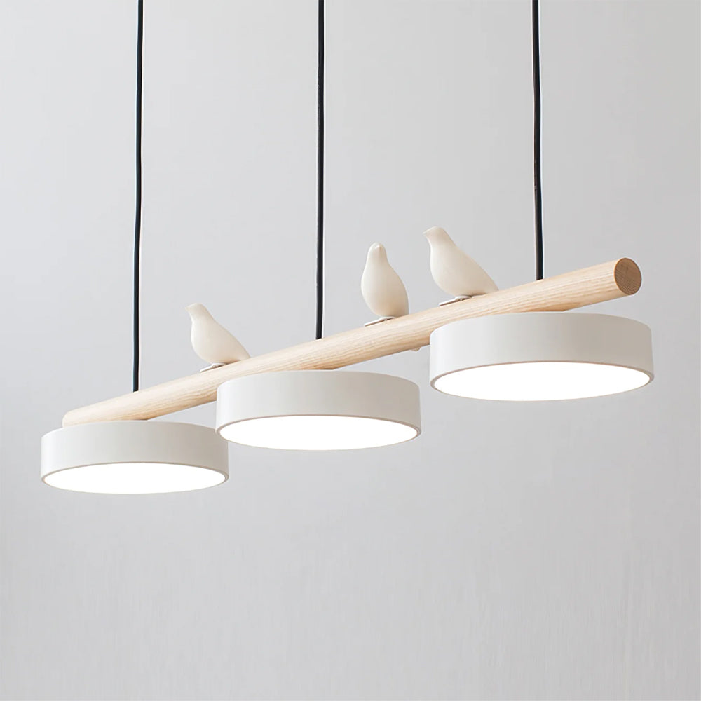 Hanglamp Met Vogels Houten Balk LED 80cm Modern Design | Sansoti