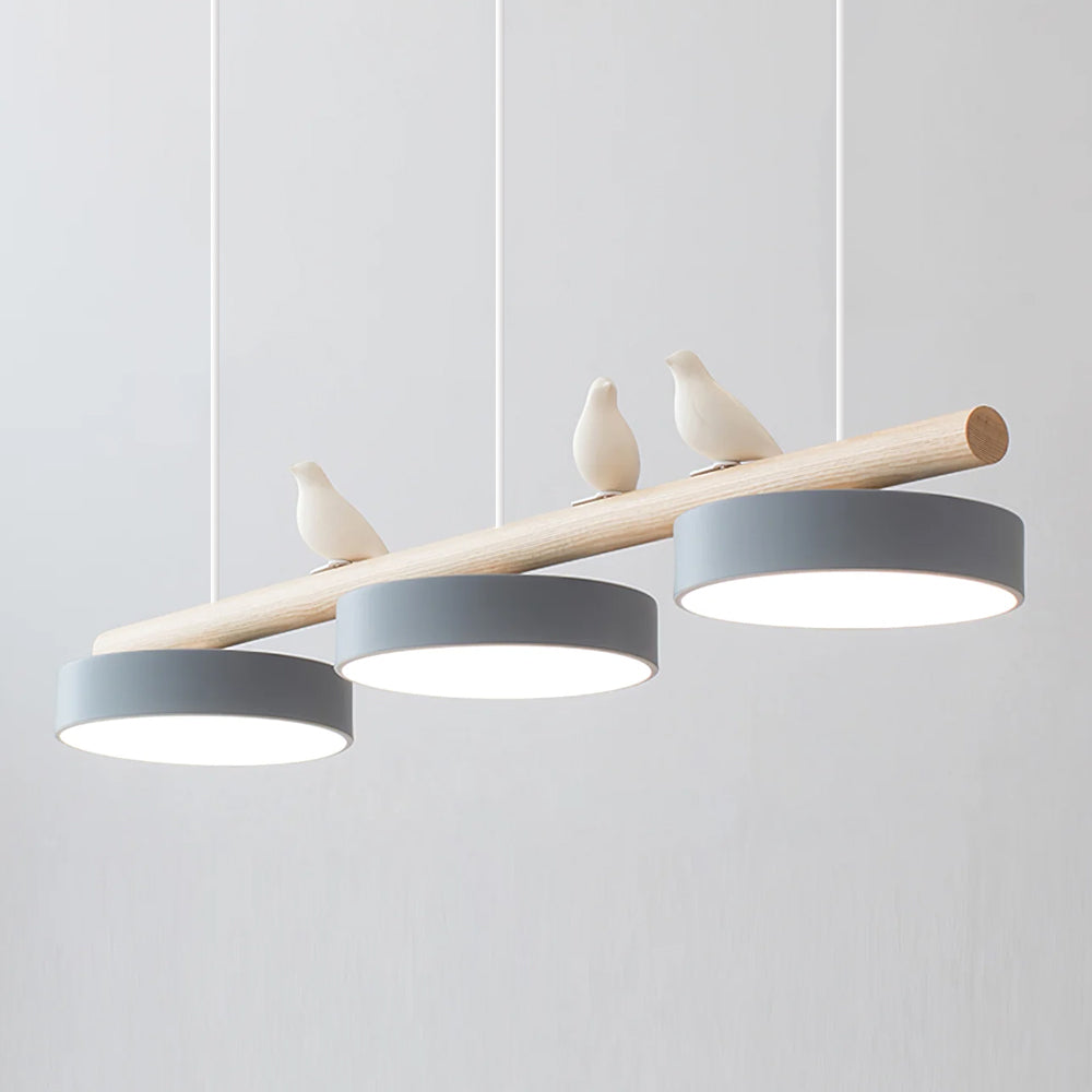 Hanglamp Met Vogels Houten Balk LED 80cm Modern Design | Sansoti