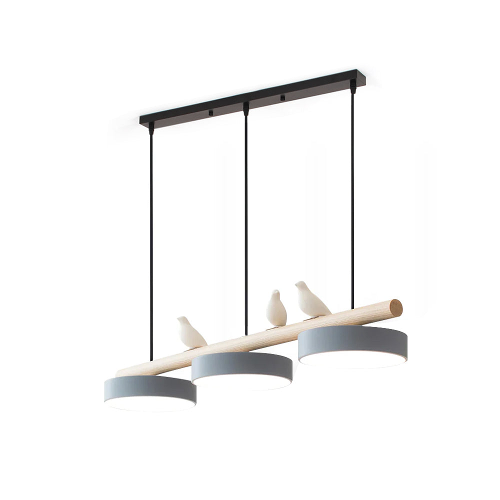 Suspension avec Oiseaux Poutre en Bois LED 80cm Design Moderne | Restfield