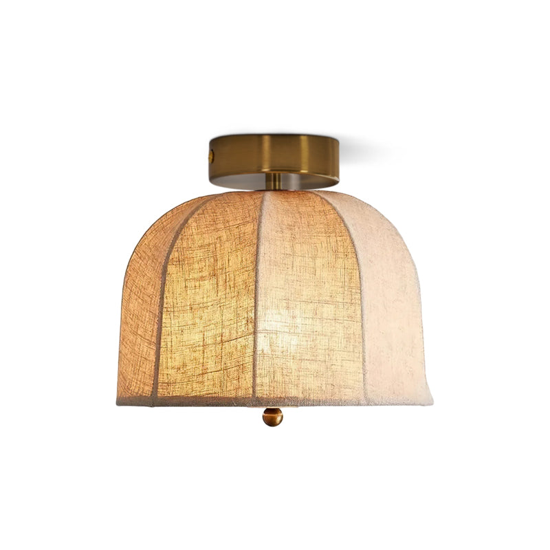 Linnen plafondlamp met gouden ijzeren frame rustiek design warm sfeerlicht voor slaapkamer woonkamer hal entree landelijk | Sansoti