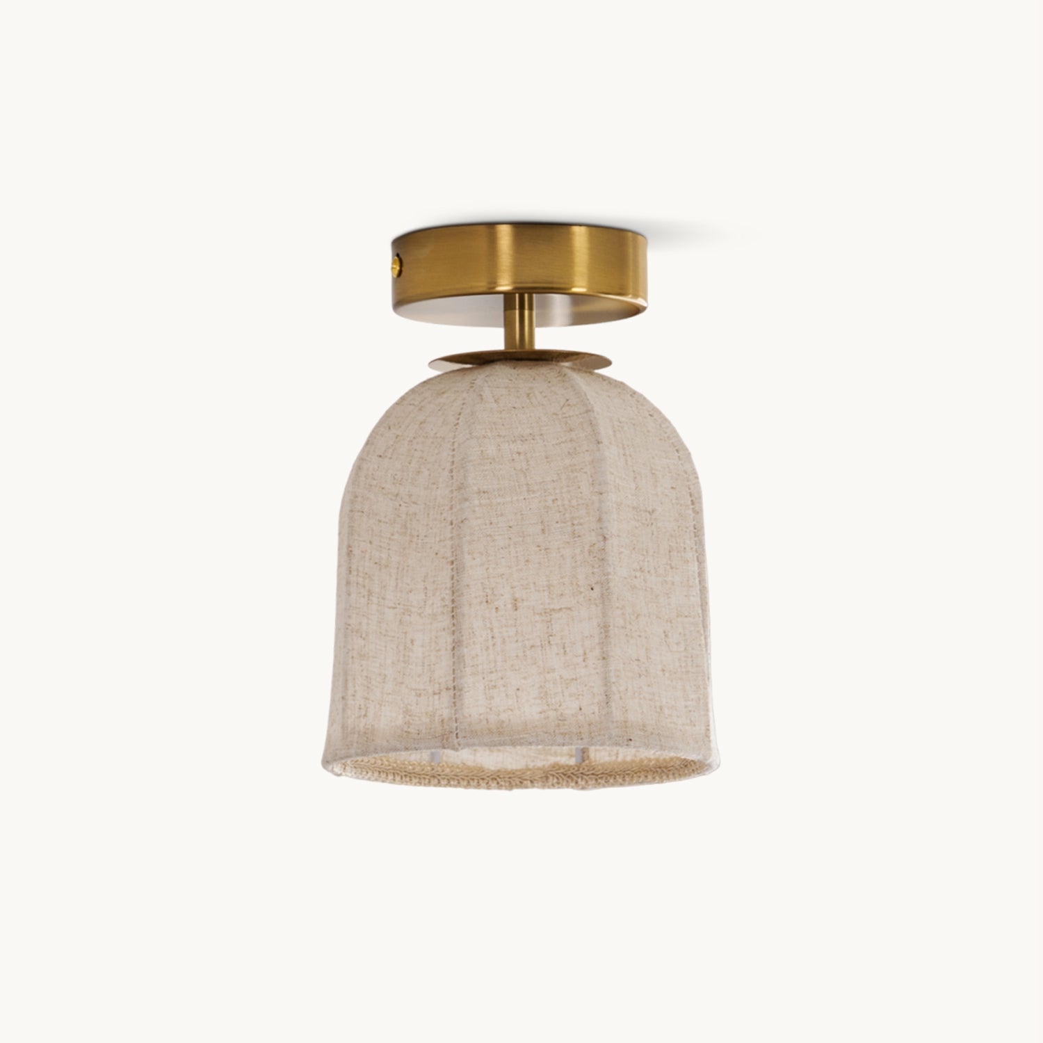 Linnen plafondlamp met gouden ijzeren frame rustiek design warm sfeerlicht voor slaapkamer woonkamer hal entree landelijk | Sansoti