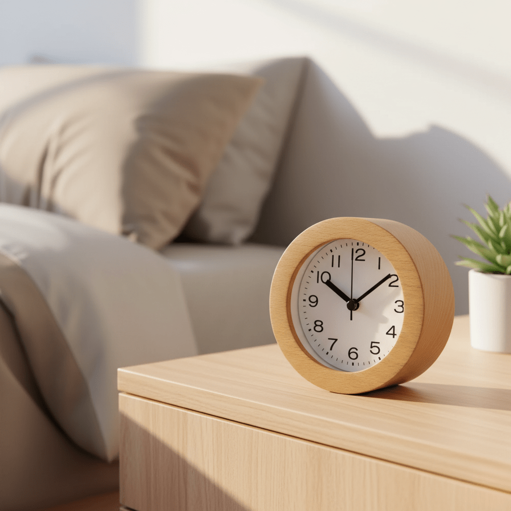 Stille Houten Wekker – Minimalistische Analoge Klok Voor Slaapkamer – Niet Tikkend | Sansoti