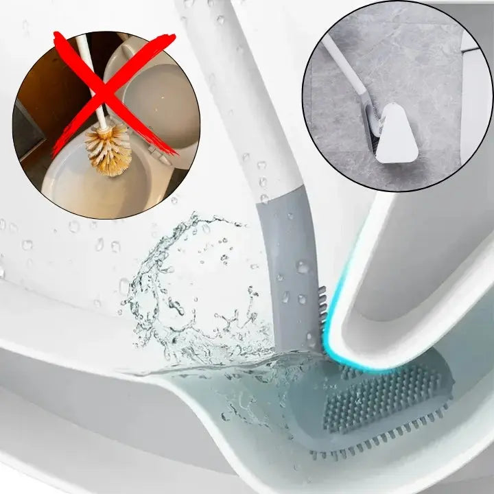 Siliconen Toiletborstel Antibacterieel 36 cm Wandhouder Snel Drogend Flexibele Borstelharen Badkamer Accessoire | Sansoti