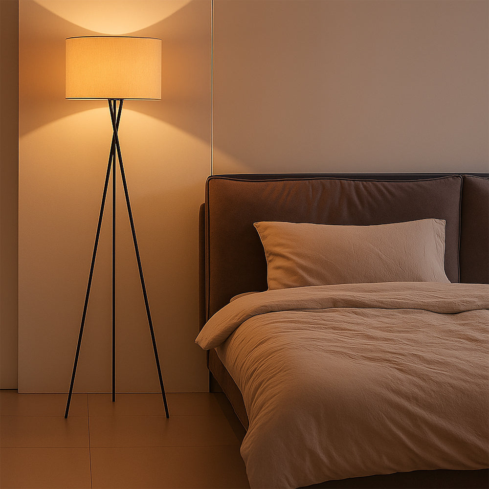 Zijden vloerlamp Ø42 x H160 cm warm wit slaapkamer leeslamp staande lamp | Sansoti