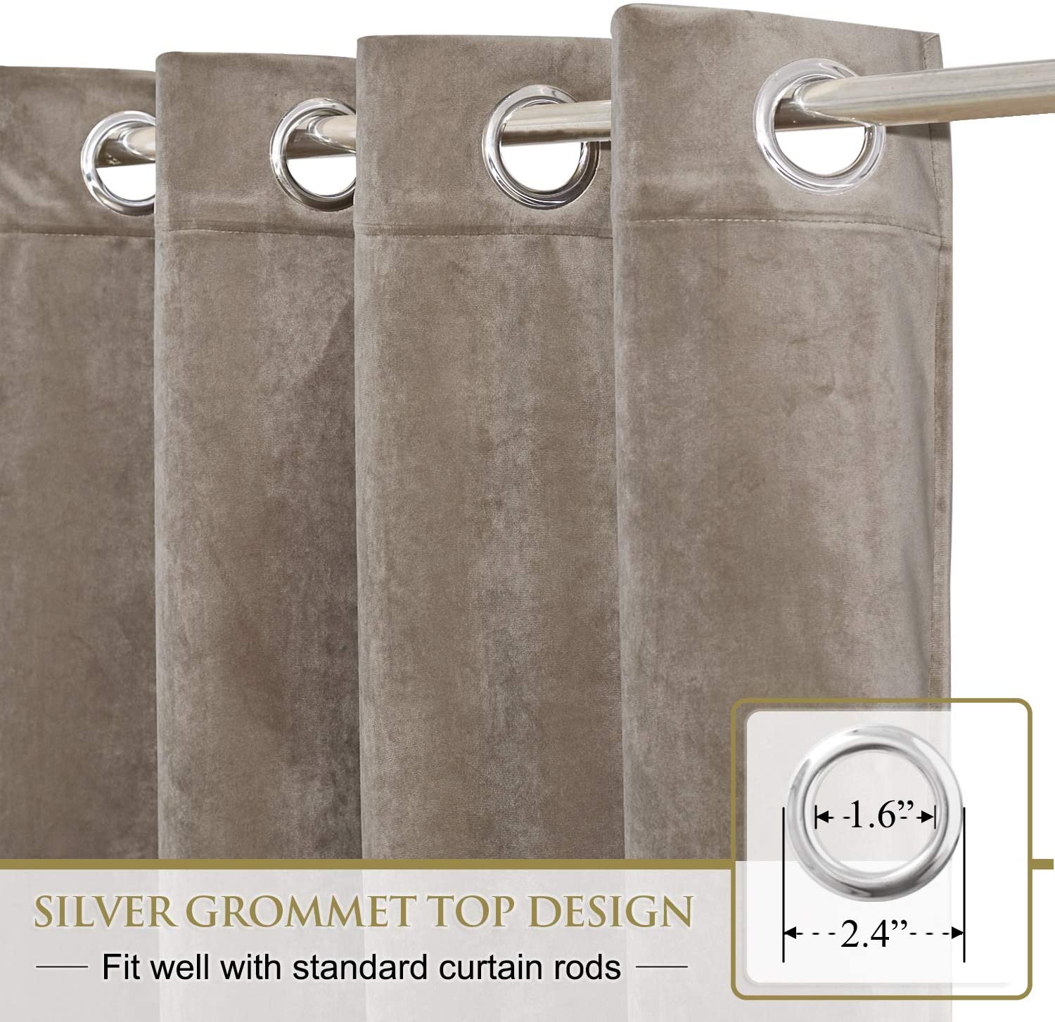 Velvet Blackout Curtains with Silver Rings 2 Panels | Sansoti