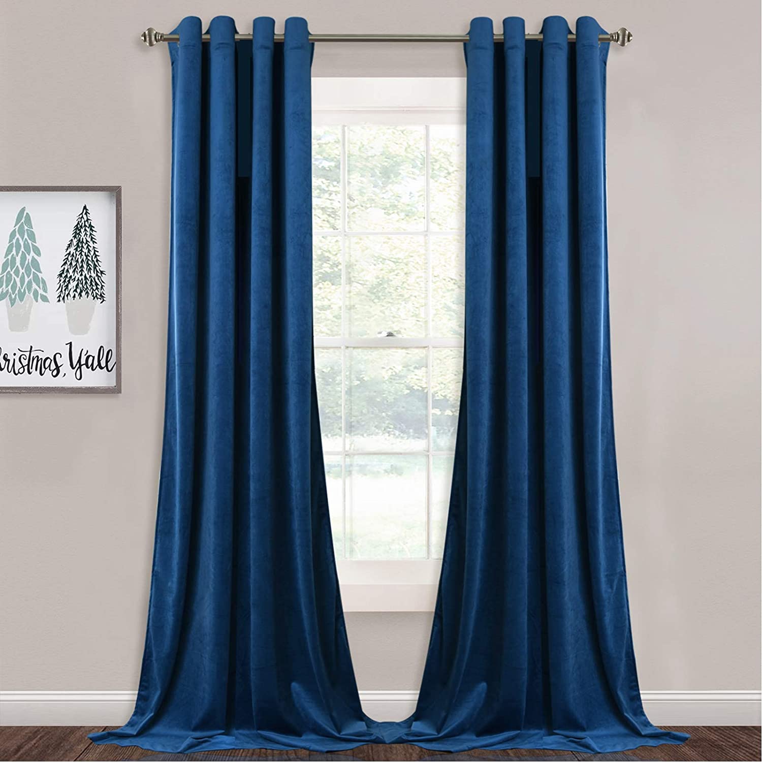 Velvet Blackout Curtains with Silver Rings 2 Panels | Sansoti