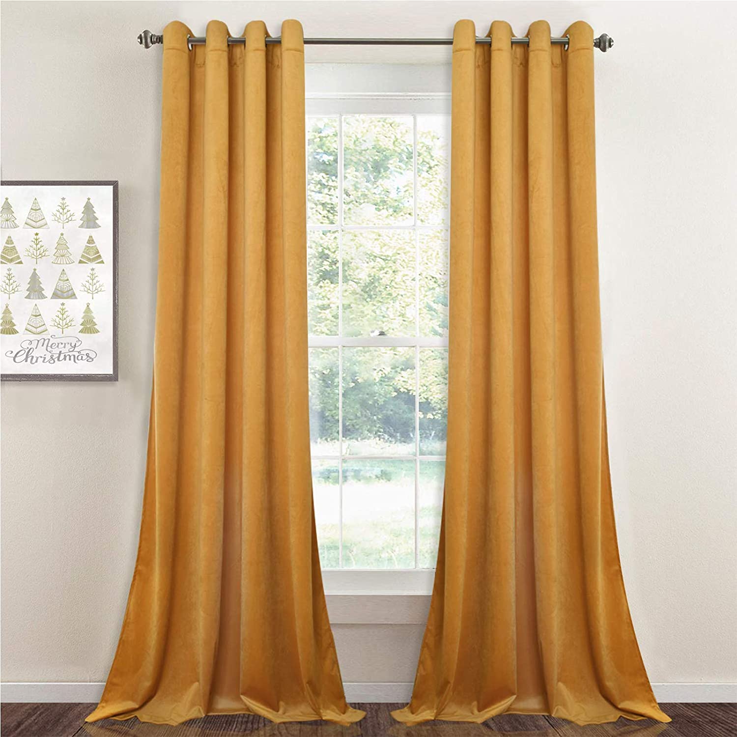 Velvet Blackout Curtains with Silver Rings 2 Panels | Sansoti