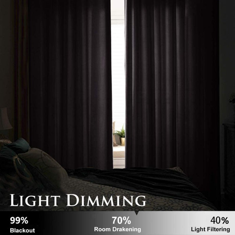 Velvet Blackout Curtains with Silver Rings 2 Panels | Sansoti