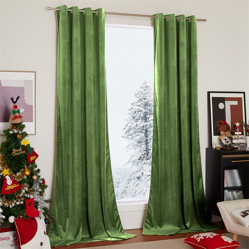 Velvet Blackout Curtains with Silver Rings 2 Panels | Sansoti