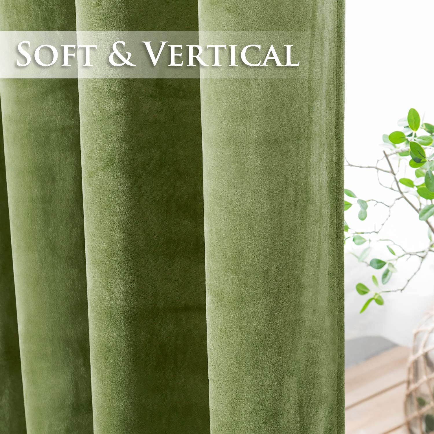 Velvet Blackout Curtains with Silver Rings 2 Panels | Sansoti