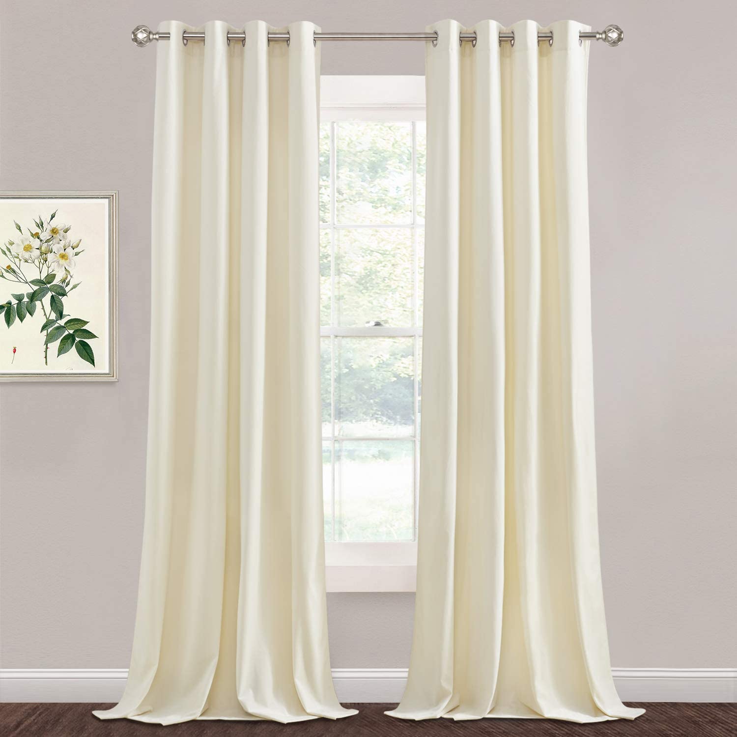 Velvet Blackout Curtains with Silver Rings 2 Panels | Sansoti
