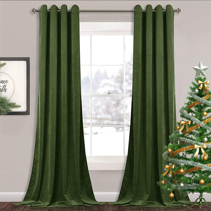 Velvet Blackout Curtains with Silver Rings 2 Panels | Sansoti