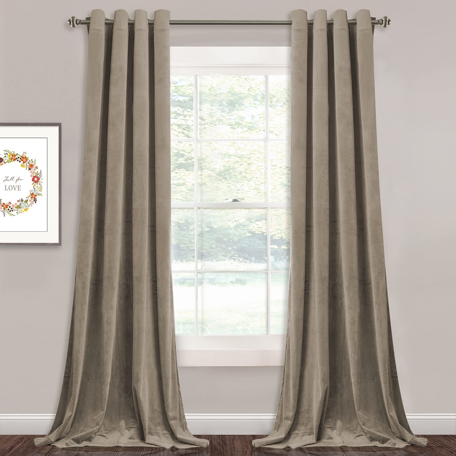 Velvet Blackout Curtains with Silver Rings 2 Panels | Sansoti
