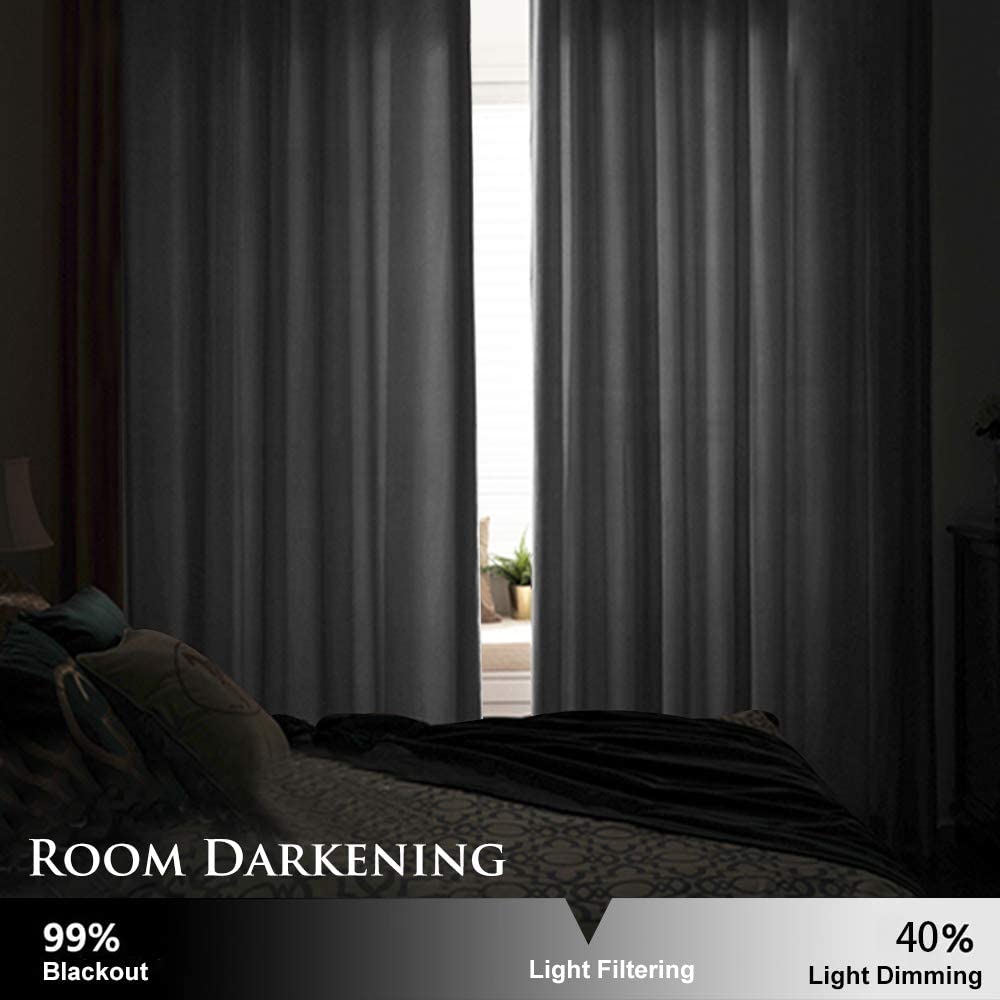 Velvet Blackout Curtains with Silver Rings 2 Panels | Sansoti