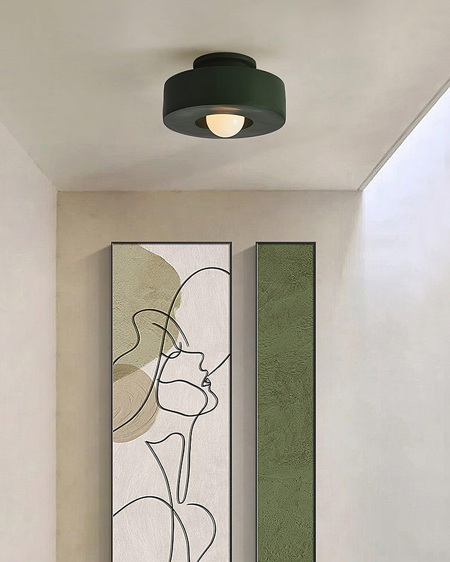 Plafondlamp Simon met Gestapelde Cilindervormen Hars Beschikbaar in Rood Groen Zwart E26 E27 Fitting Ø30×15cm Minimalistisch Design Geometrisch Sculptuur Verlichtingselement | Sansoti