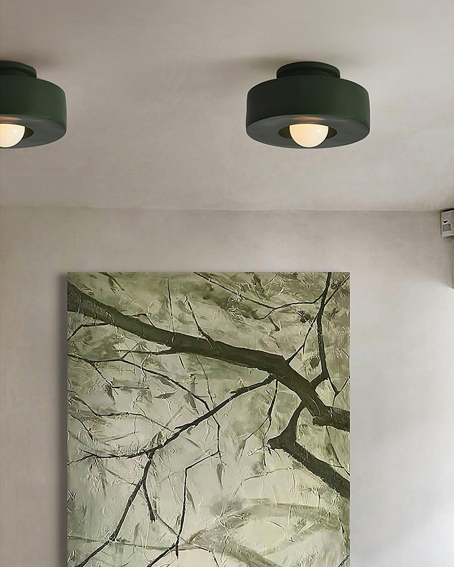 Plafondlamp Simon met Gestapelde Cilindervormen Hars Beschikbaar in Rood Groen Zwart E26 E27 Fitting Ø30×15cm Minimalistisch Design Geometrisch Sculptuur Verlichtingselement | Sansoti