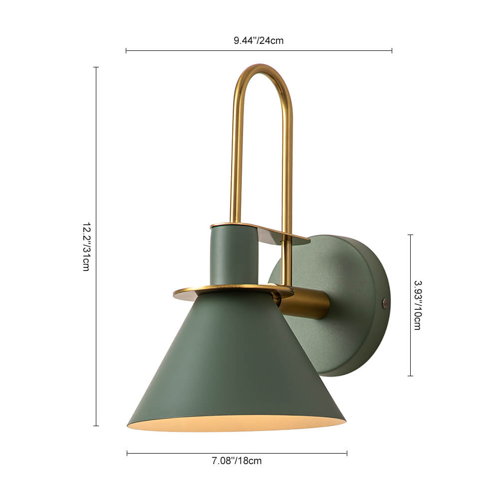 Applique Murale Cône Noir Blanc Vert Laiton 31cm E26 Milieu du Siècle Chambre Entrée Couloir Salle à Manger Vintage Spot Mural Escalier Rétro | Restfield