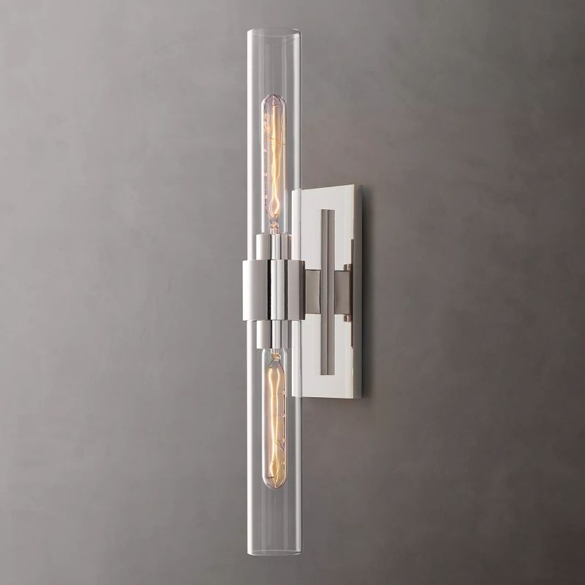 Applique murale en verre et acier avec effet bougie LED à intensité variable Éclairage mural rustique et moderne pour chambre, couloir et salon | Sansoti