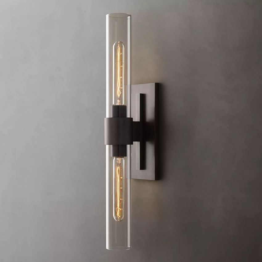Applique murale en verre et acier avec effet bougie LED à intensité variable Éclairage mural rustique et moderne pour chambre, couloir et salon | Sansoti