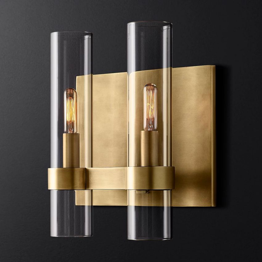 Applique murale en verre et acier avec effet bougie LED à intensité variable Éclairage mural rustique et moderne pour chambre, couloir et salon | Sansoti