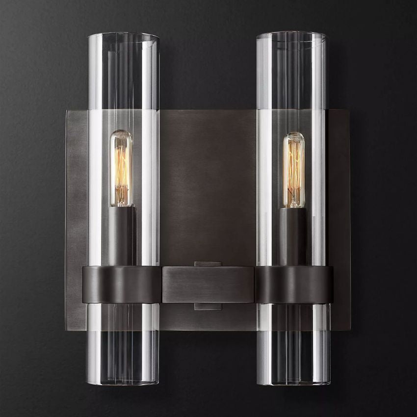 Applique murale en verre et acier avec effet bougie LED à intensité variable Éclairage mural rustique et moderne pour chambre, couloir et salon | Sansoti
