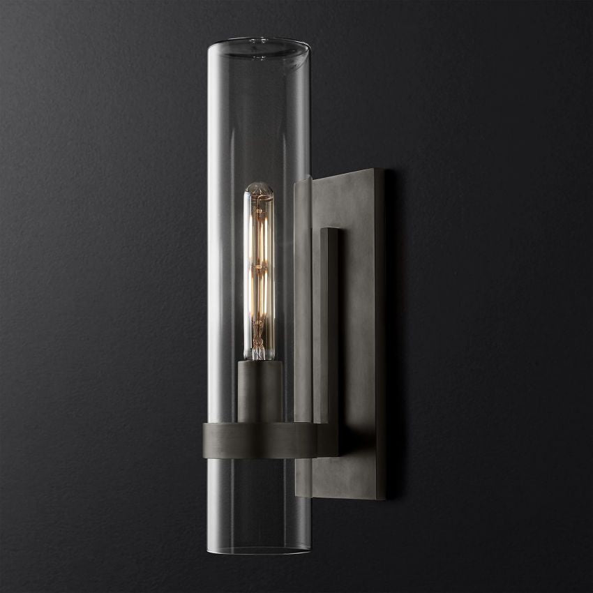 Applique murale en verre et acier avec effet bougie LED à intensité variable Éclairage mural rustique et moderne pour chambre, couloir et salon | Sansoti