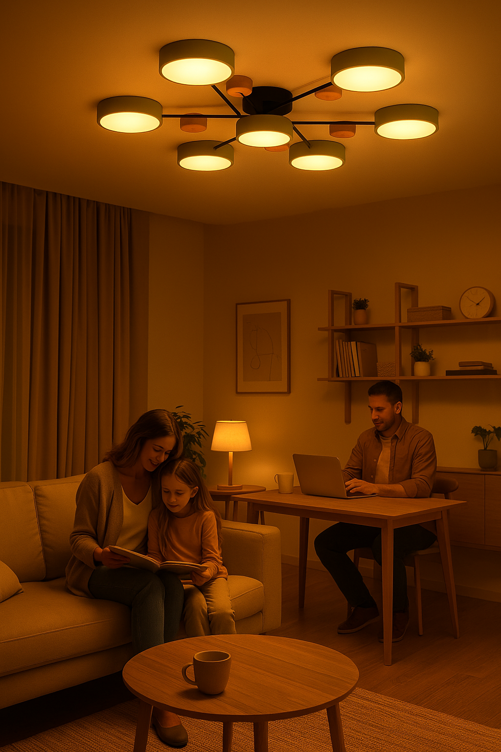 Moderne Plafondlamp met Vertakt Design – Warm LED-licht – Energiezuinig & Duurzaam – Scandinavische Sfeer voor Woonkamer, Eetkamer en Kantoor | Sansoti