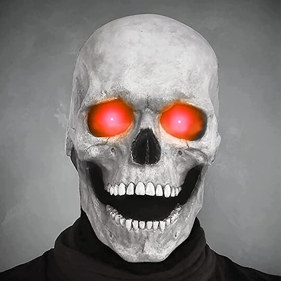 Realistic Skull Mask Latex Unisex Gray White Halloween Party Mask Full Skull Horror Costume | Sansoti