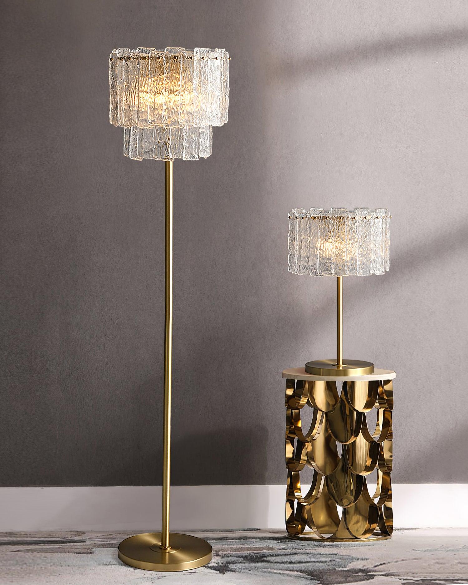 Glazen Tafellamp met Messing Voet – Design Verlichting voor Interieur | Sansoti