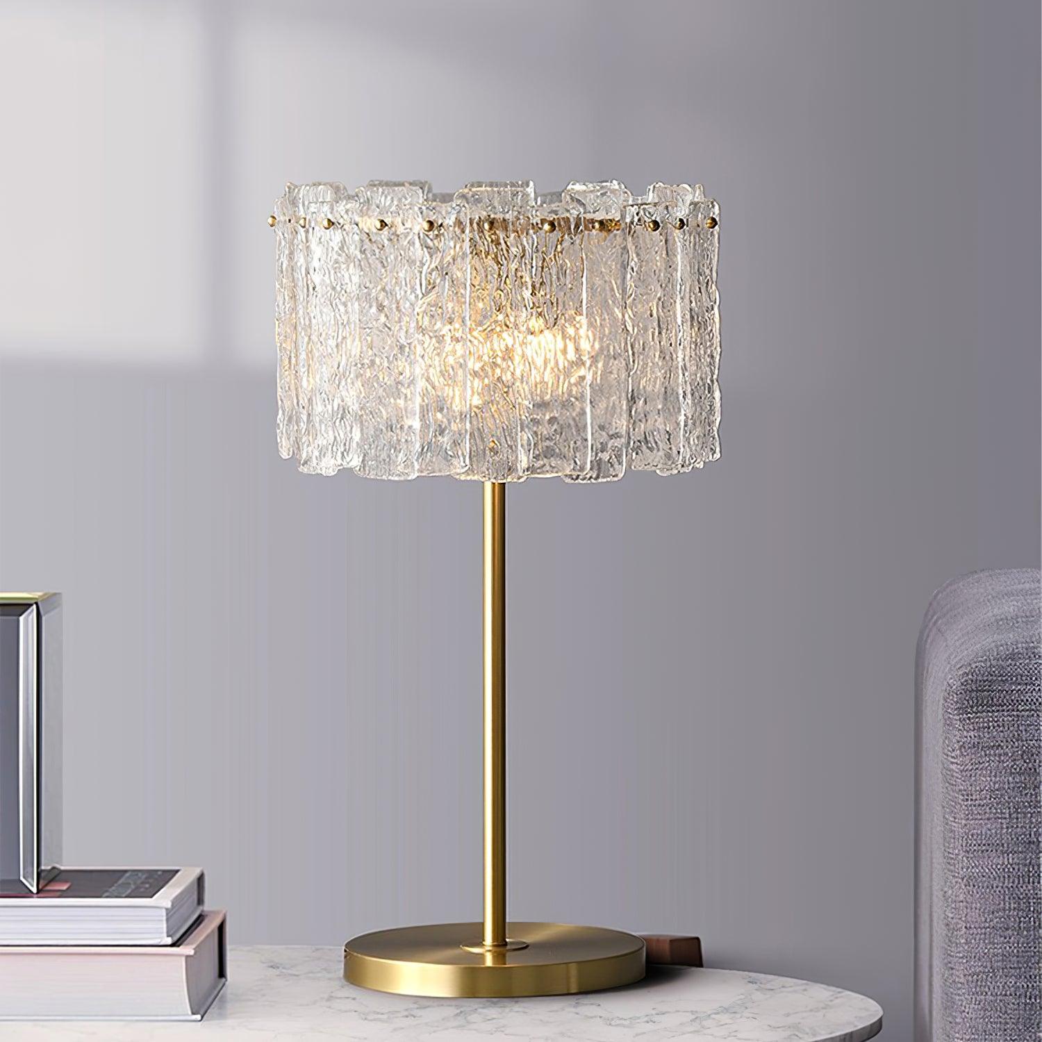 Glazen Tafellamp met Messing Voet – Design Verlichting voor Interieur | Sansoti