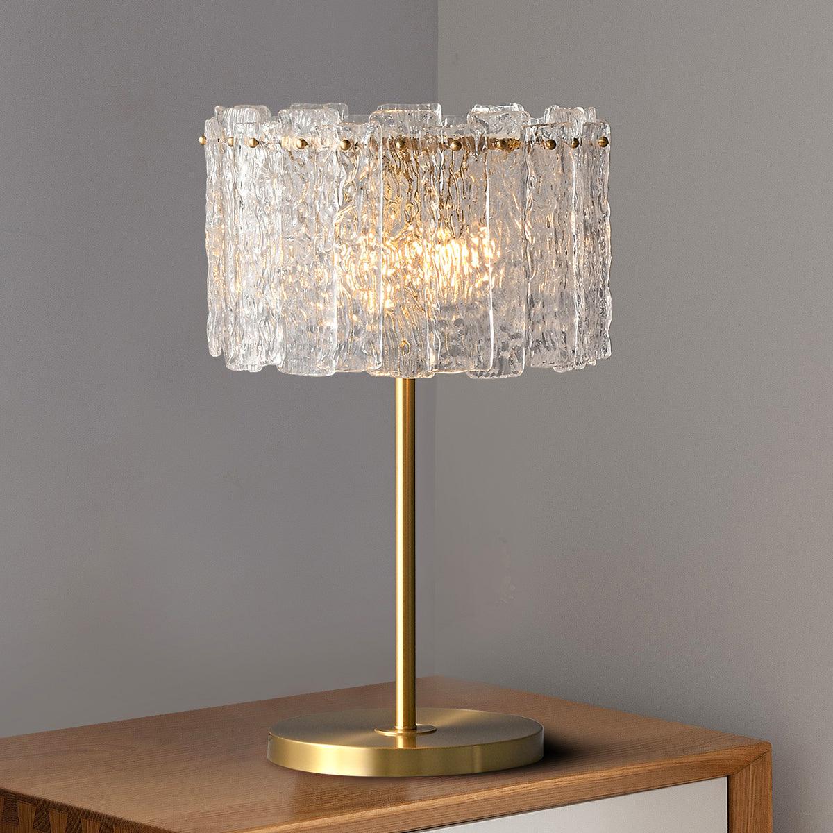 Glazen Tafellamp met Messing Voet – Design Verlichting voor Interieur | Sansoti