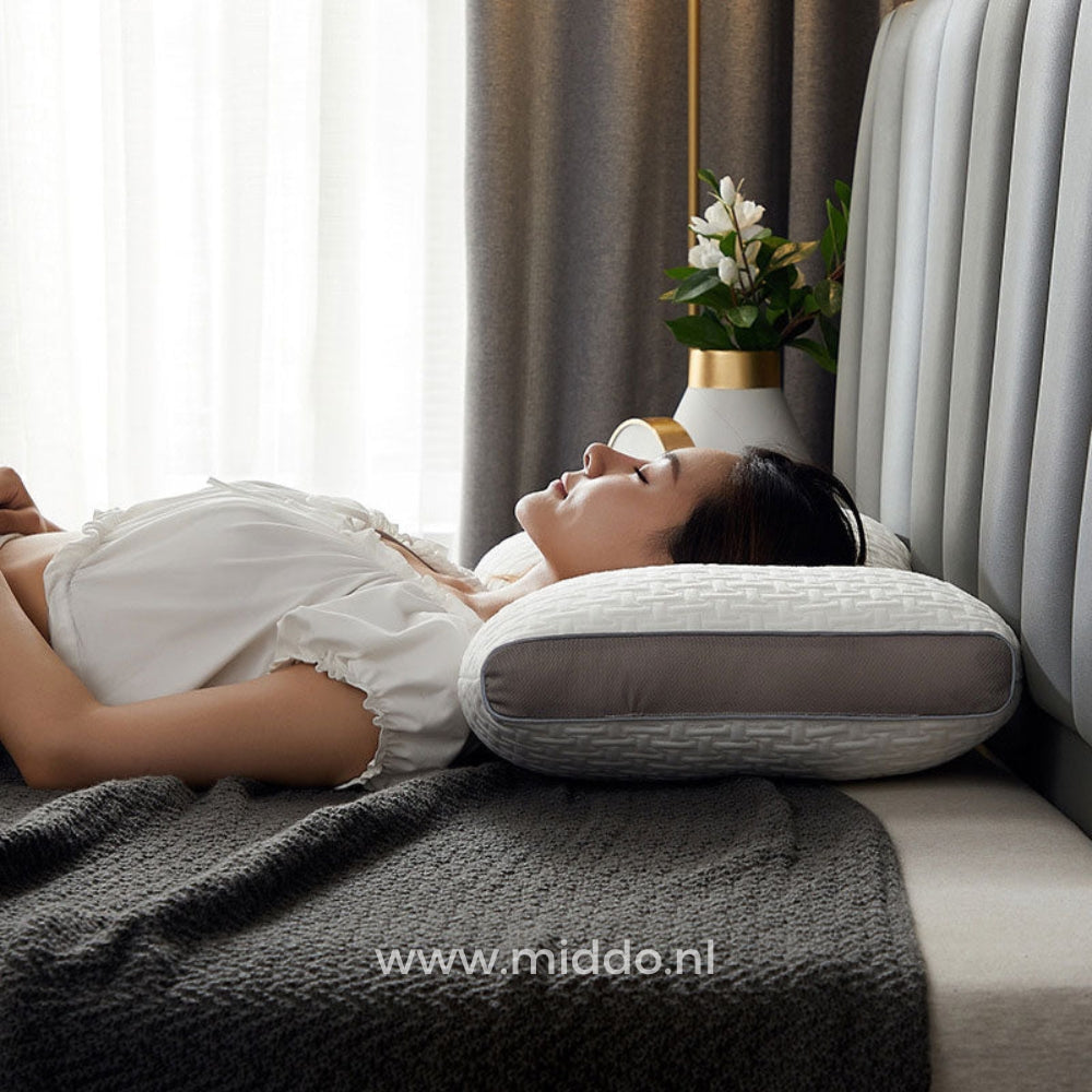 Ergonomisch Neksteunkussen Memory Foam voor Rug- en Zijslapers 48x74cm met Kussenslopen Optimale Neksteun | Sansoti