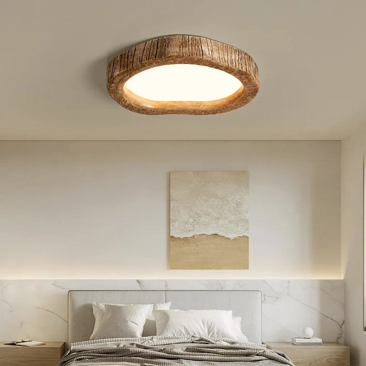LED Ceiling Light with Wood-Look Resin, Warm Light, Rustic Scandinavian Ambient Lighting for Living Room and Bedroom | Sansoti