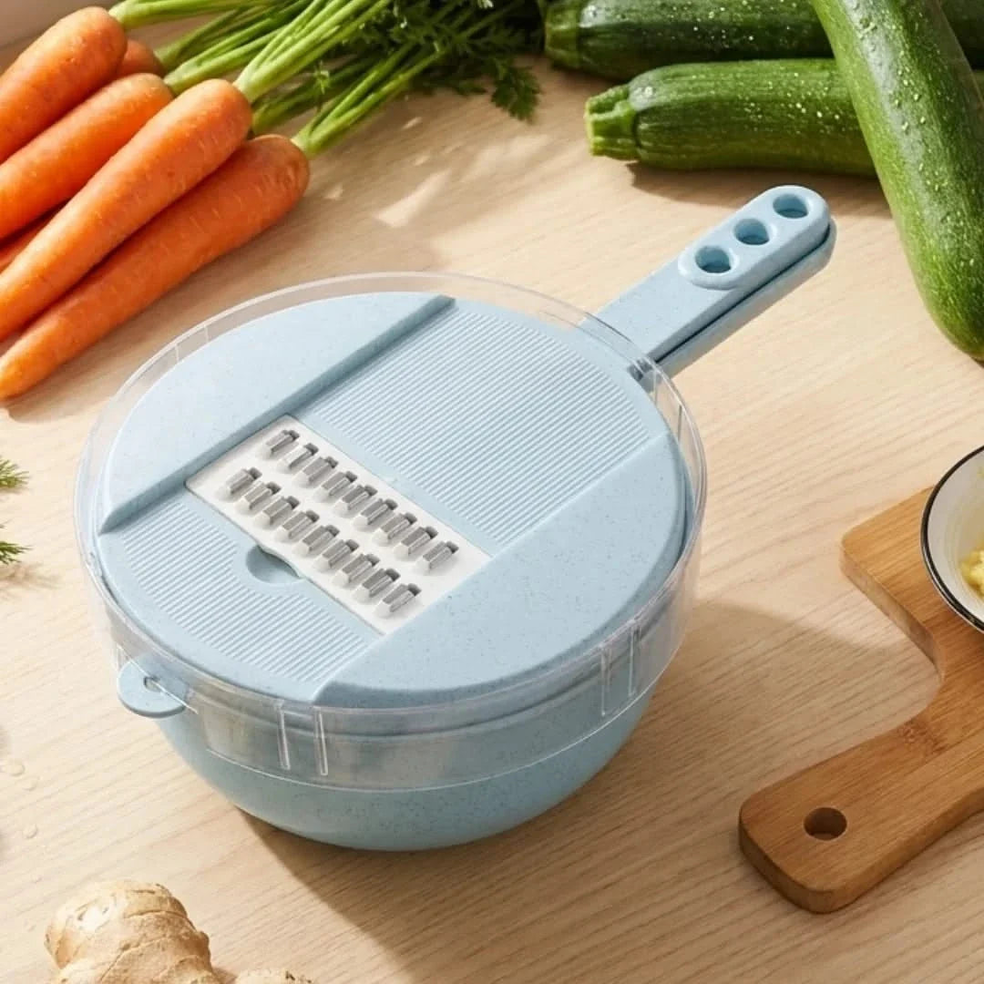 Multifunctionele Groentesnijder 8-in-1 met Opvangbak en Vergiet voor Keuken Mealprep Salade Fruitsalade | Sansoti