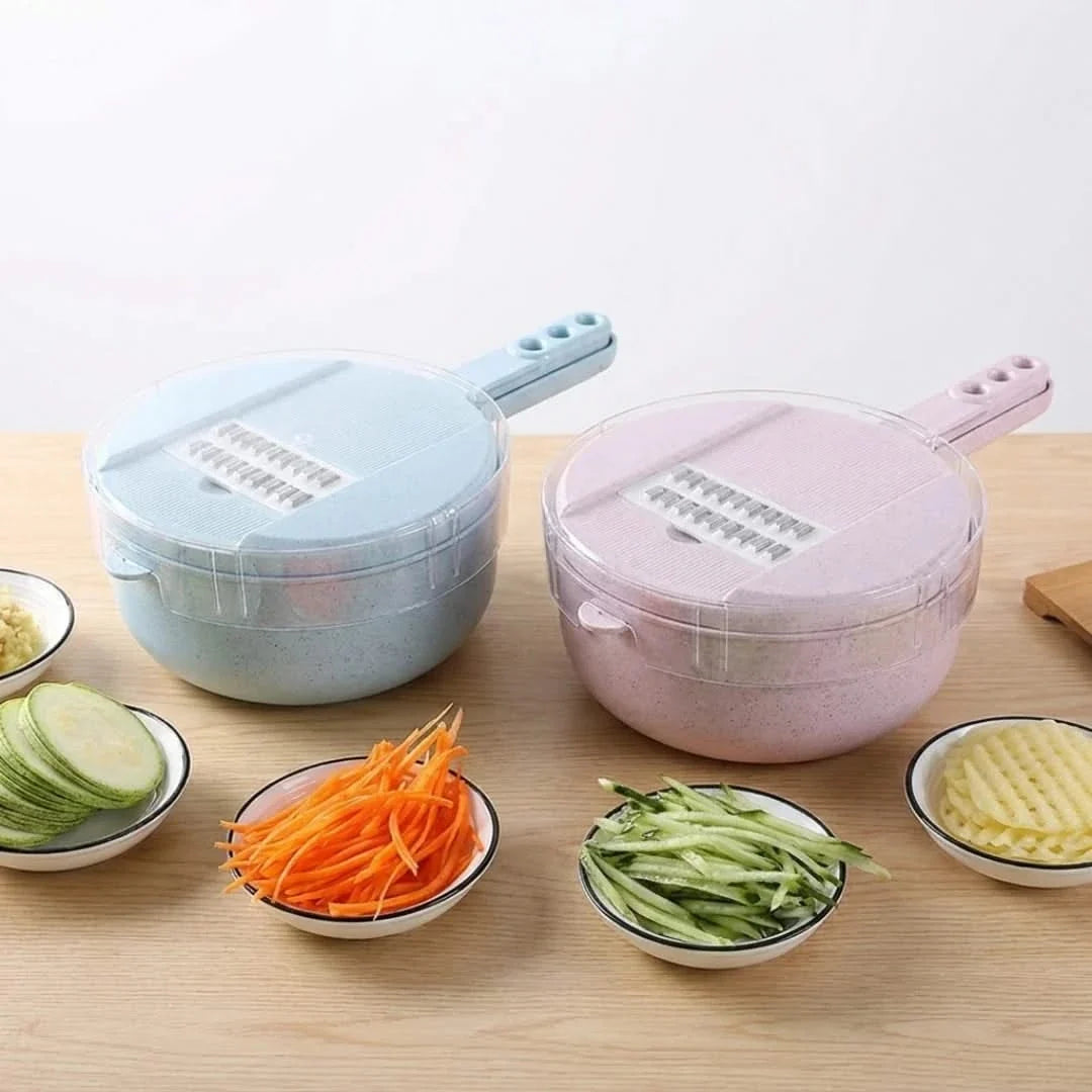 Multifunctionele Groentesnijder 8-in-1 met Opvangbak en Vergiet voor Keuken Mealprep Salade Fruitsalade | Sansoti