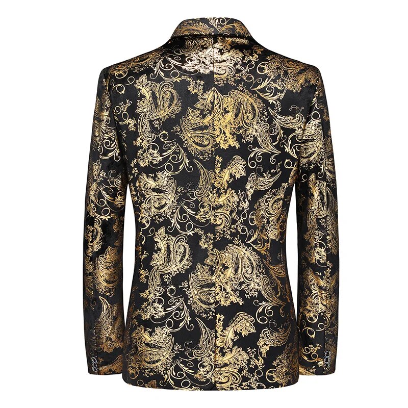 Herrenblazer mit schmaler Passform Paisley-Muster Elegantes Sakko für Arbeit Feier Gala Hochzeit Stilvolle Herrenmode-Jacke | Sansoti