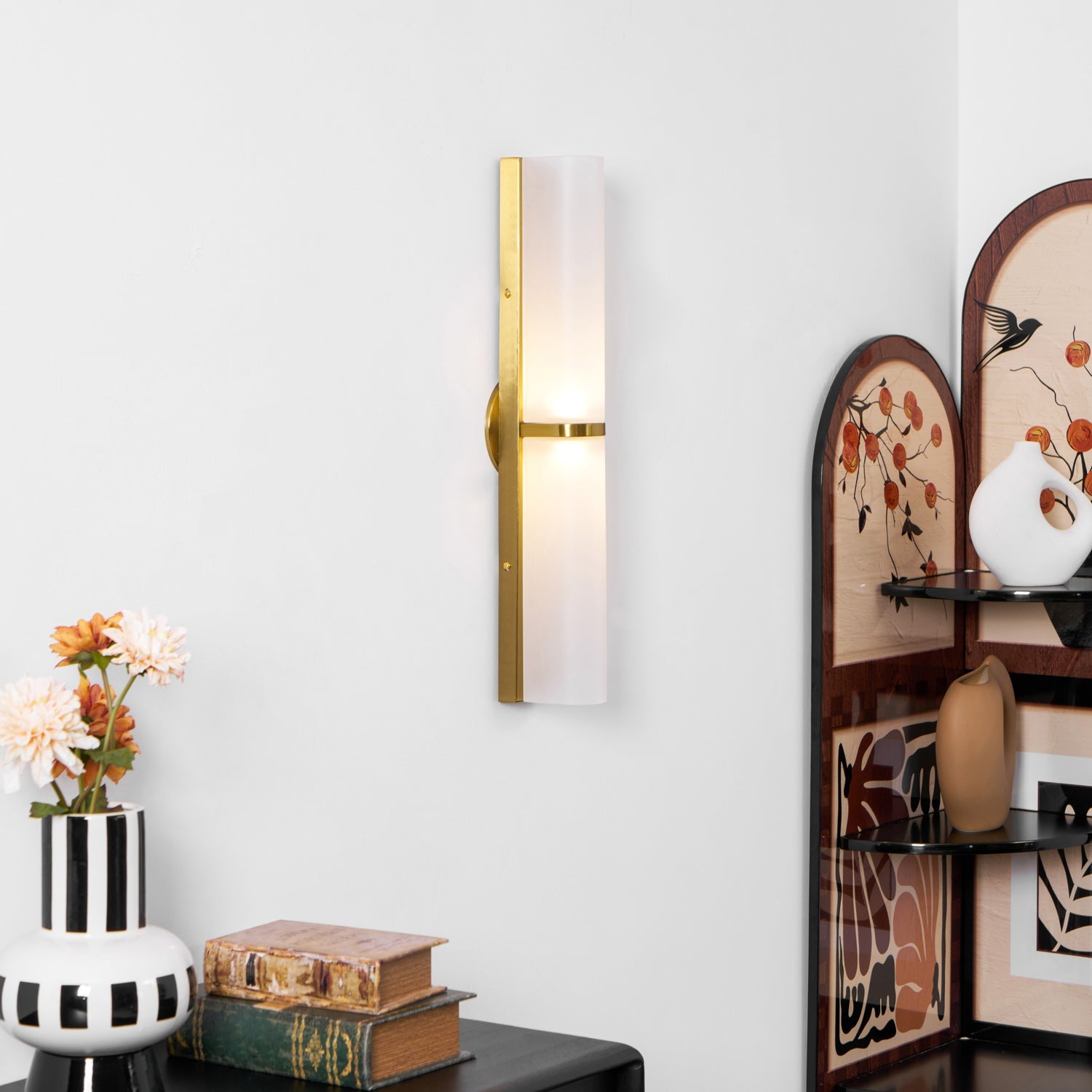 Smalle Buis Wandlamp met Glazen Kap – Moderne Wandverlichting voor Hal en Woonkamer | Sansoti