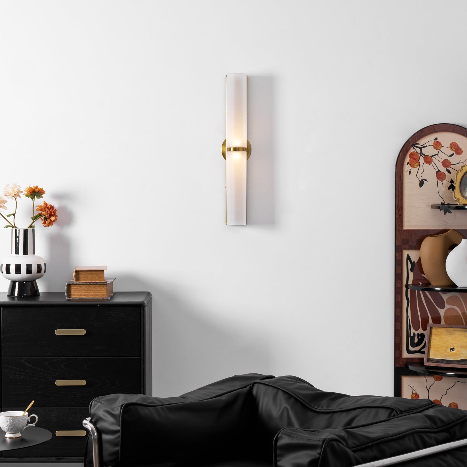 Smalle Buis Wandlamp met Glazen Kap – Moderne Wandverlichting voor Hal en Woonkamer | Sansoti