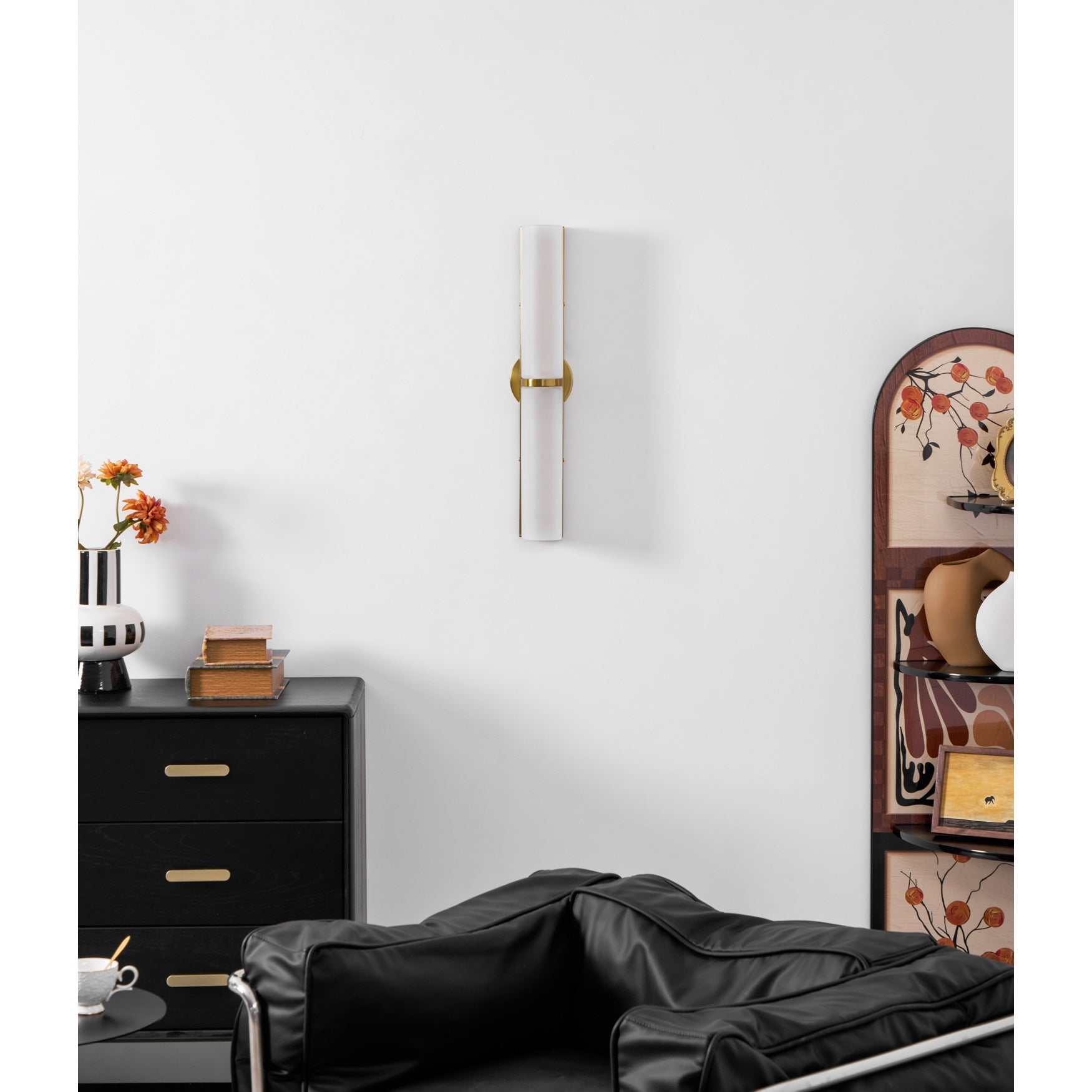 Smalle Buis Wandlamp met Glazen Kap – Moderne Wandverlichting voor Hal en Woonkamer | Sansoti