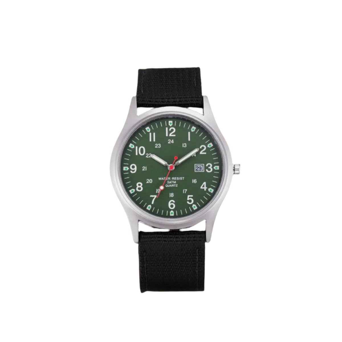 Feldarmbanduhr mit Textilarmband - 24-Stunden-Anzeige - Datumsanzeige - für den täglichen Gebrauch - Outdoor-Uhr für Herren | Sansoti