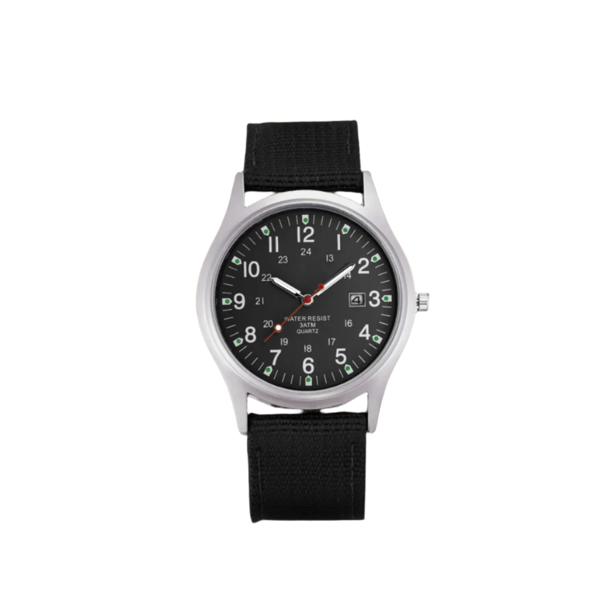 Feldarmbanduhr mit Textilarmband - 24-Stunden-Anzeige - Datumsanzeige - für den täglichen Gebrauch - Outdoor-Uhr für Herren | Sansoti