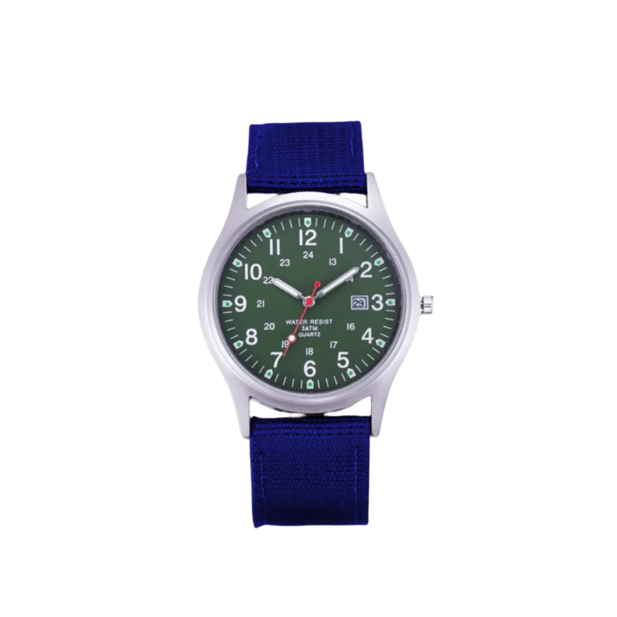 Feldarmbanduhr mit Textilarmband - 24-Stunden-Anzeige - Datumsanzeige - für den täglichen Gebrauch - Outdoor-Uhr für Herren | Sansoti